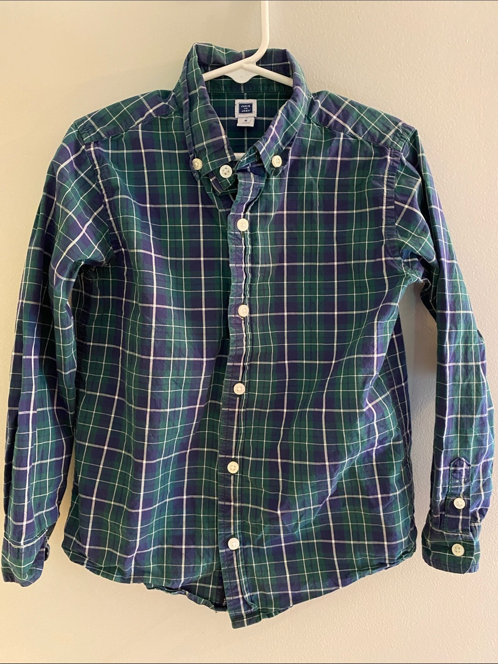 Janie and Jack Green & Navy Plaid Button-Down Shirt